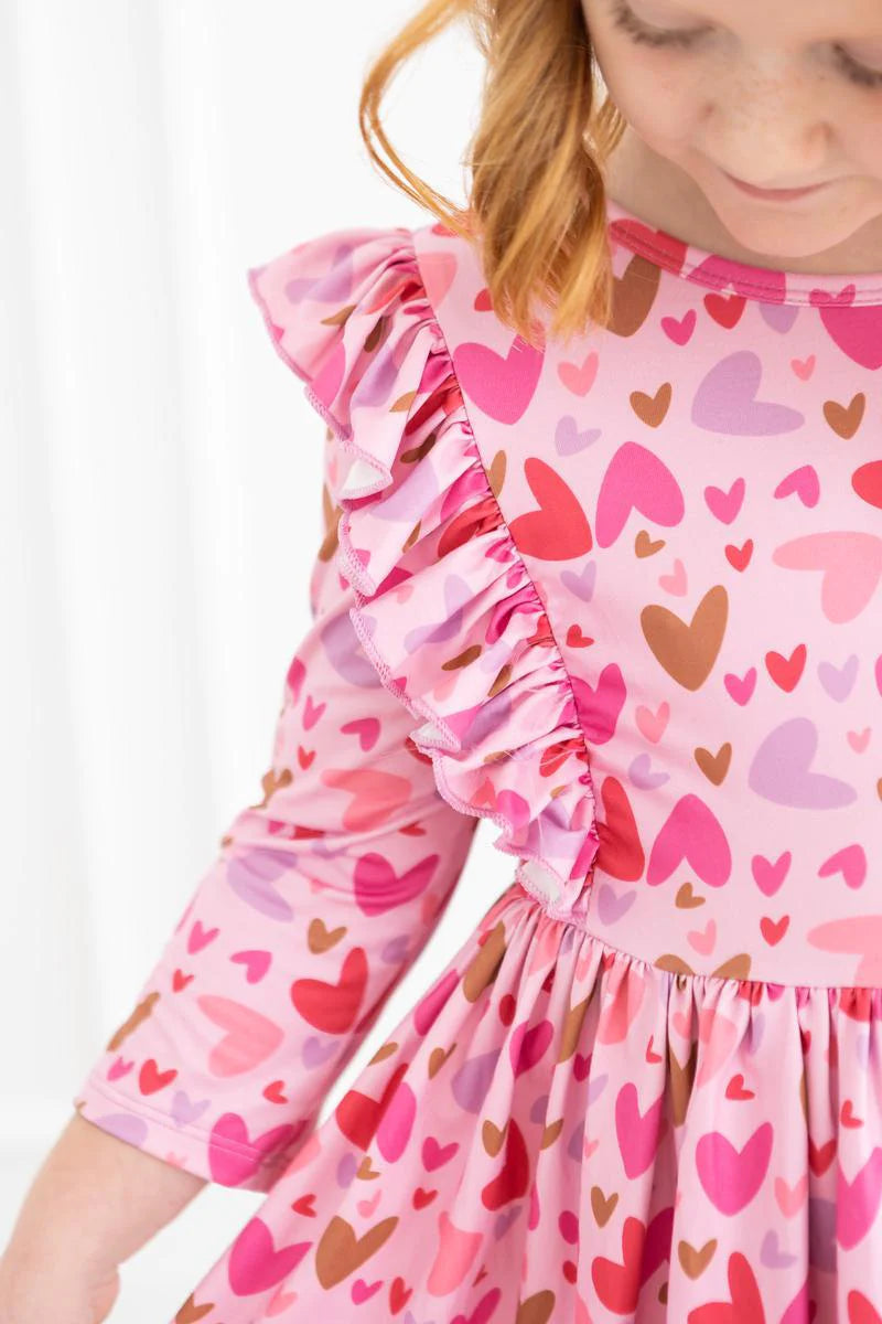 Girls Melt My Heart Ruffle Twirl Dress
