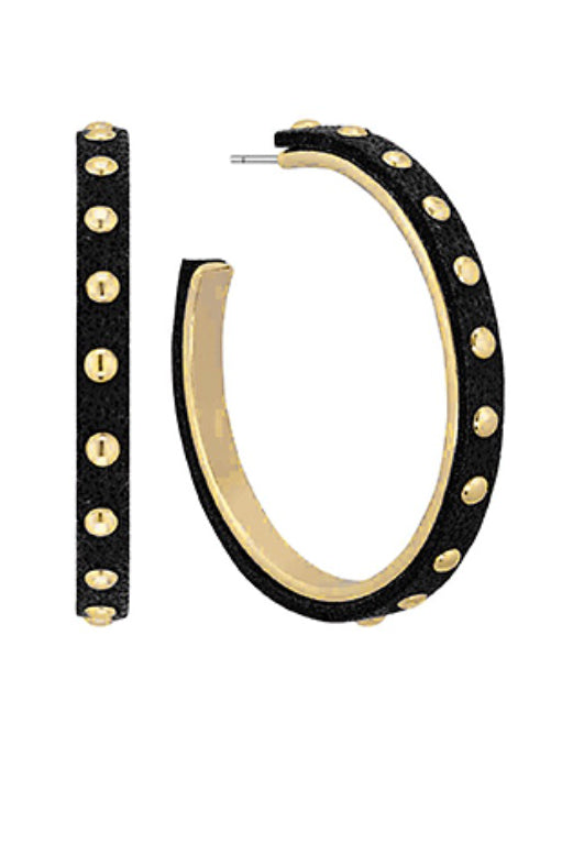 Metal Studded Leather Lined Hoops