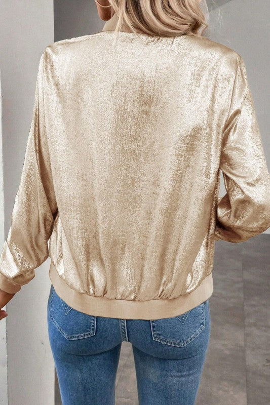 Metallic Gold Bomber Jacket
