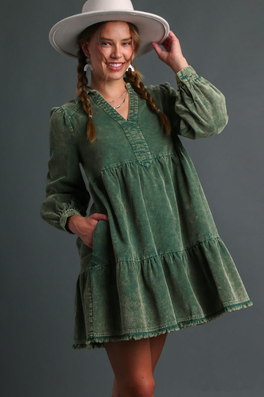 Mineral Wash Corduroy Dress