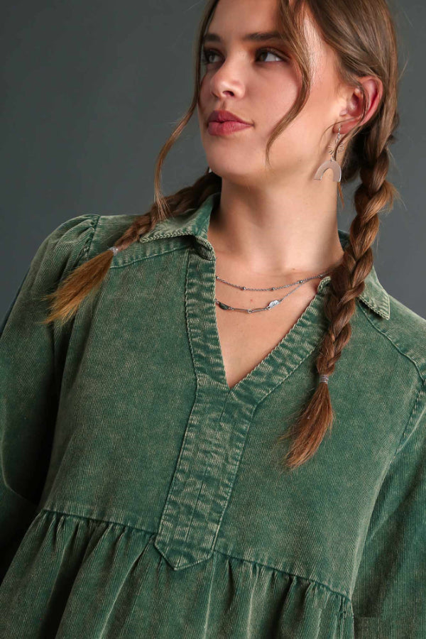 Mineral Wash Corduroy Dress