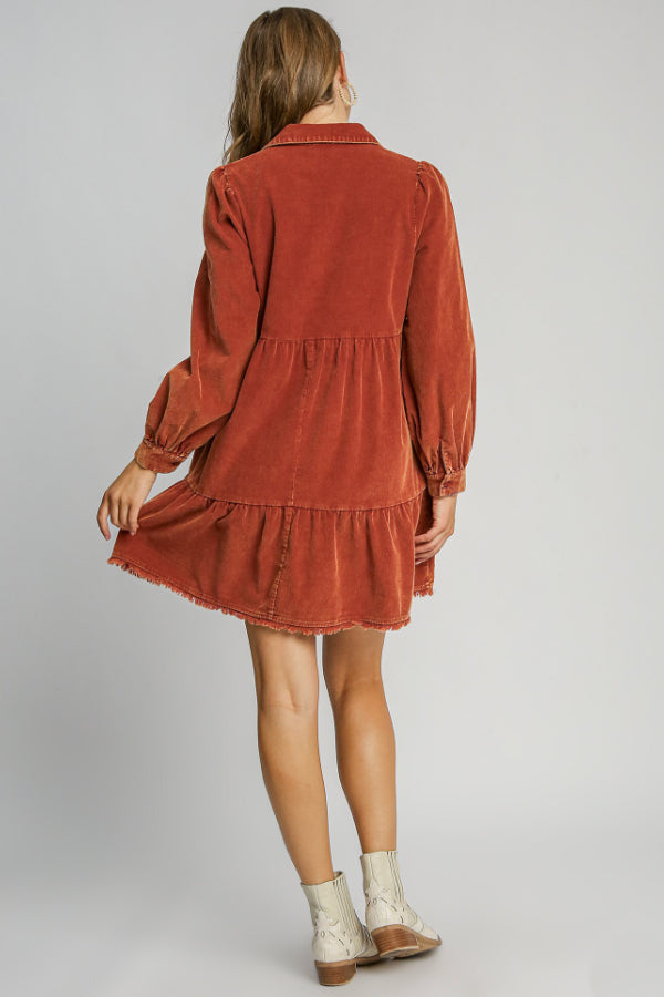 Mineral Wash Corduroy Dress