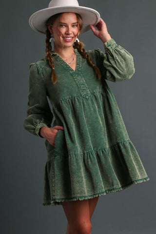 Mineral Wash Corduroy Dress