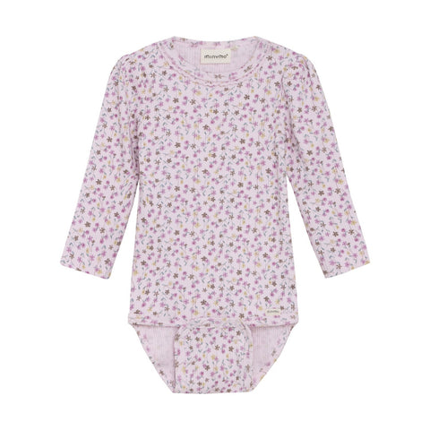 Girls LS Flower Print Bodysuit