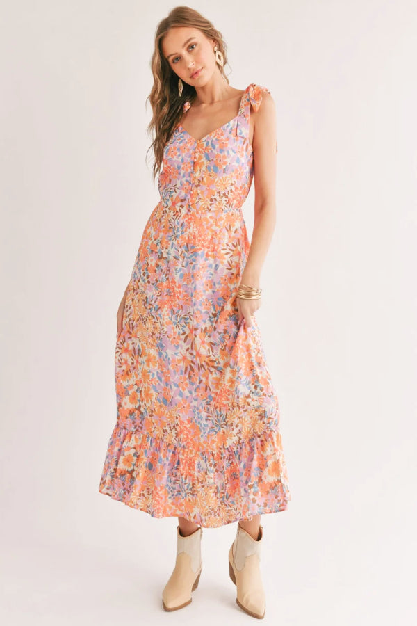 Moonscapes Tiered Floral Midi Dress