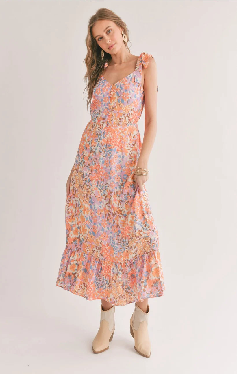 Moonscapes Tiered Floral Midi Dress