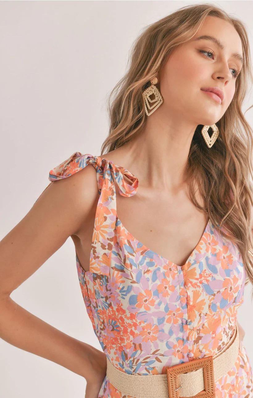 Moonscapes Tiered Floral Midi Dress