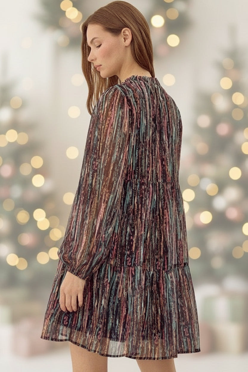 Multicolor Chiffon Tiered Dress