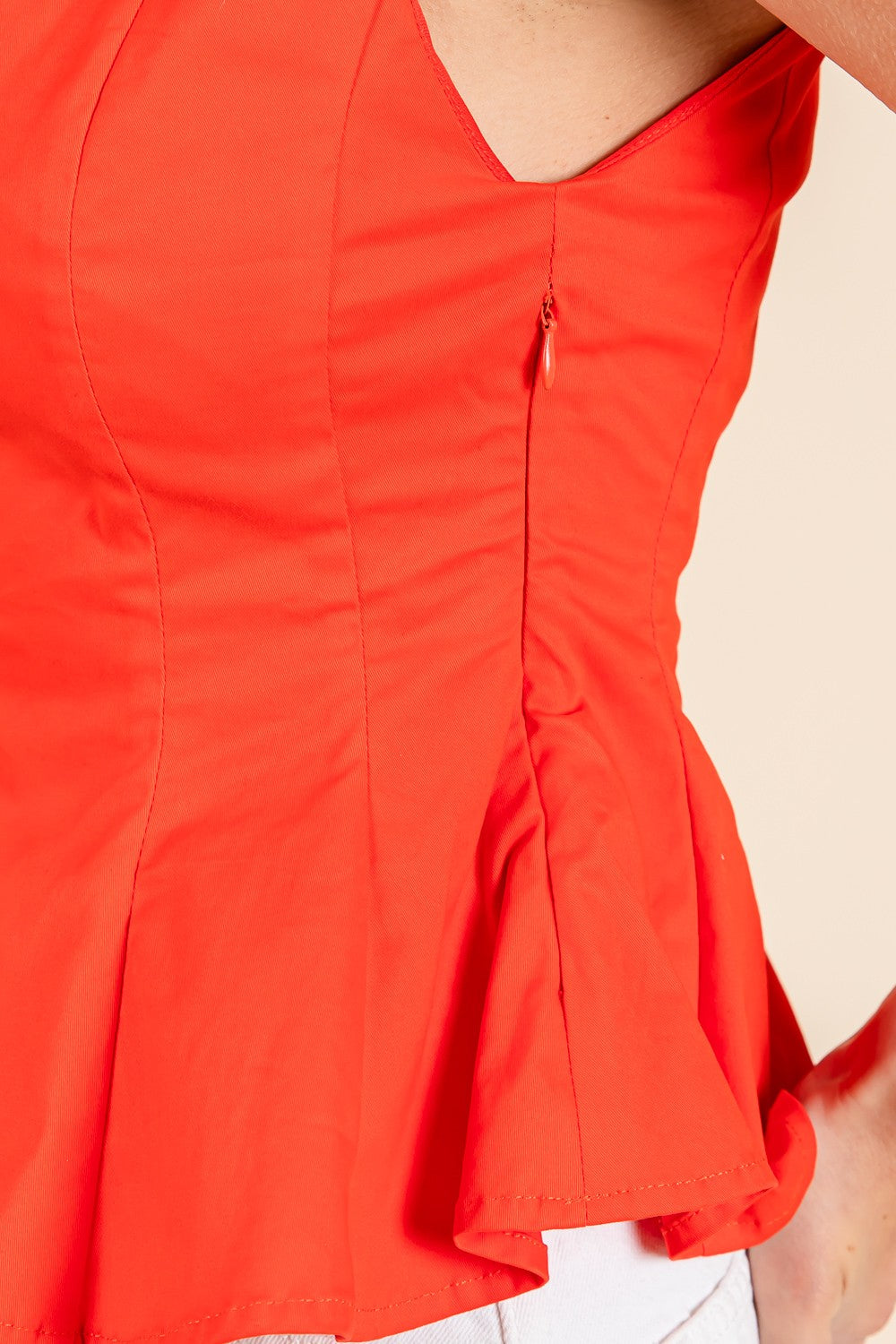 Orange Boat Neck Fit And Flare Tank Top