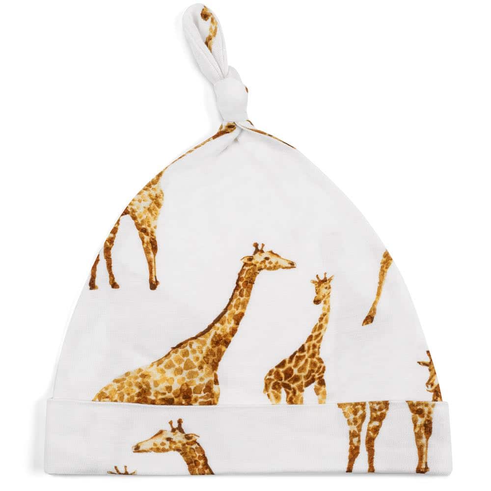Orange Giraffe Bamboo Newborn Gown & Hat Set