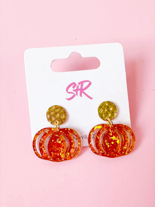 Petite Glitter Pumpkin Dangle