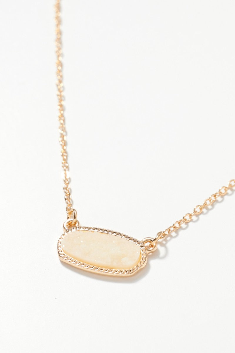 Oval Druzy Stone Charm Necklace