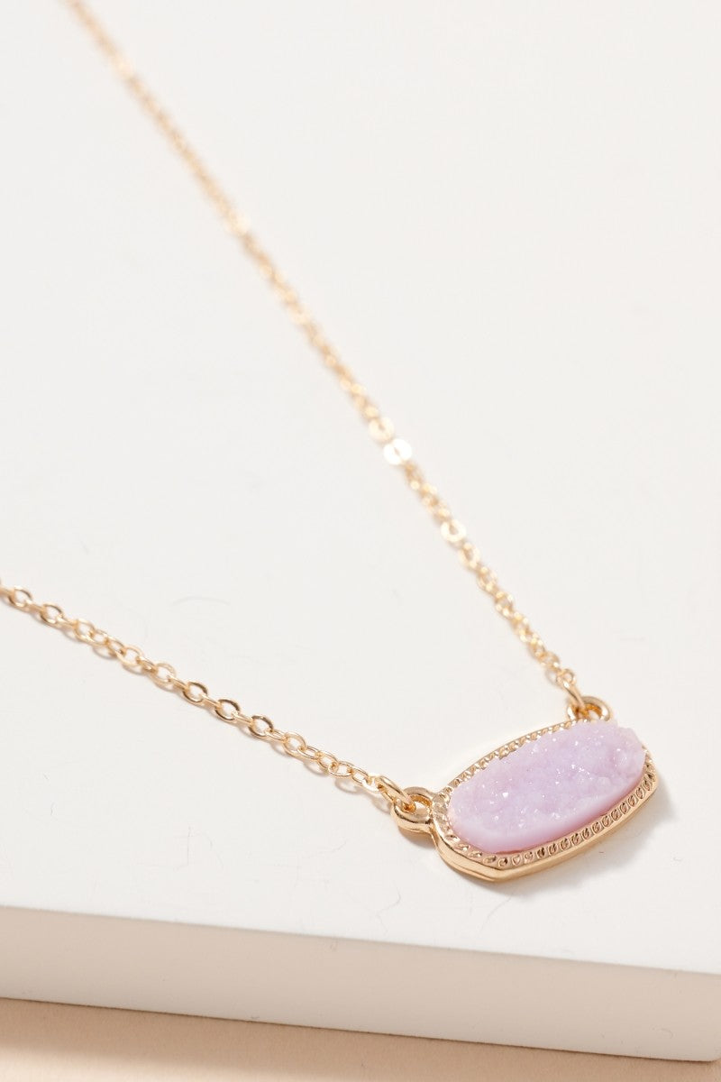 Oval Druzy Stone Charm Necklace