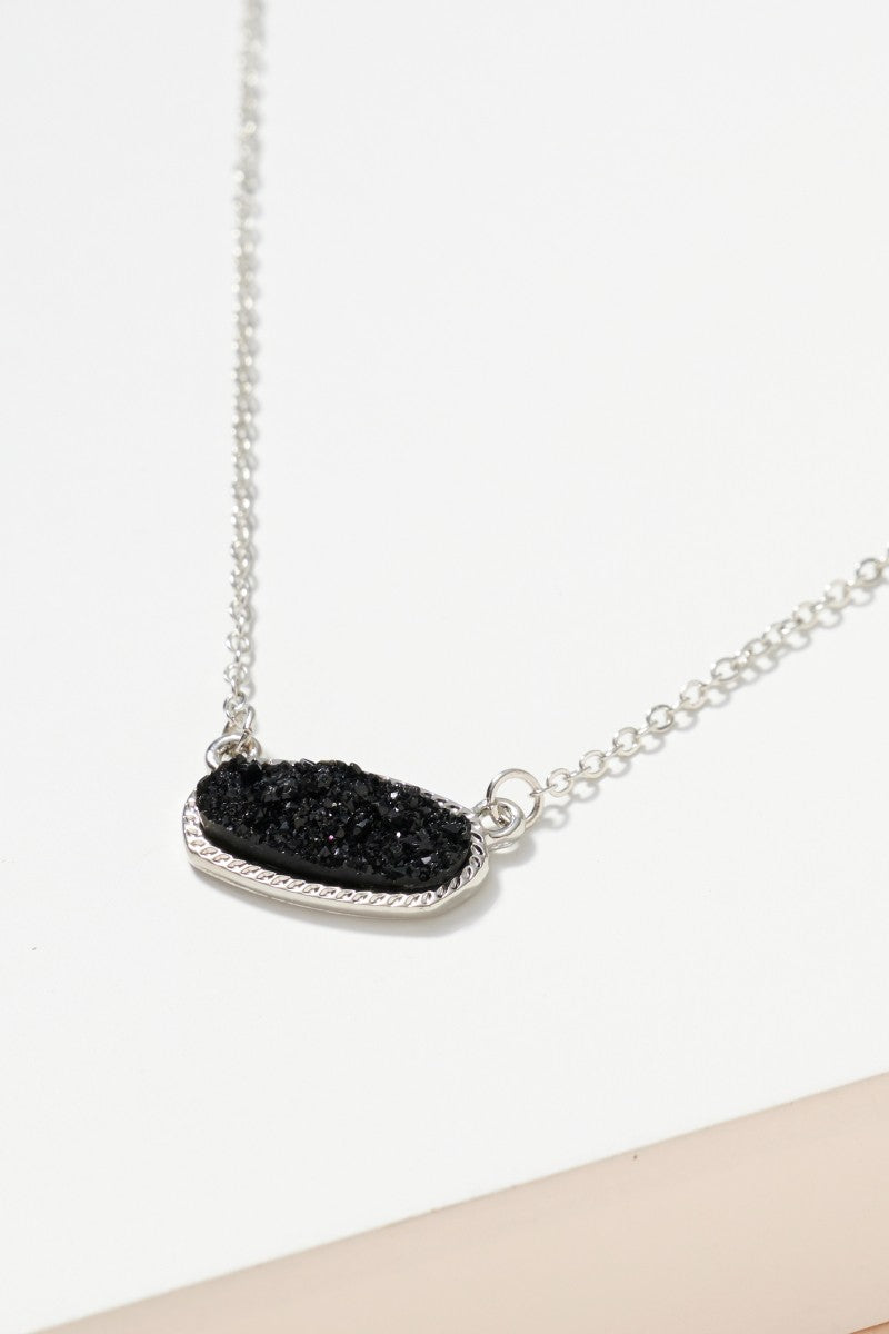 Oval Druzy Stone Charm Necklace