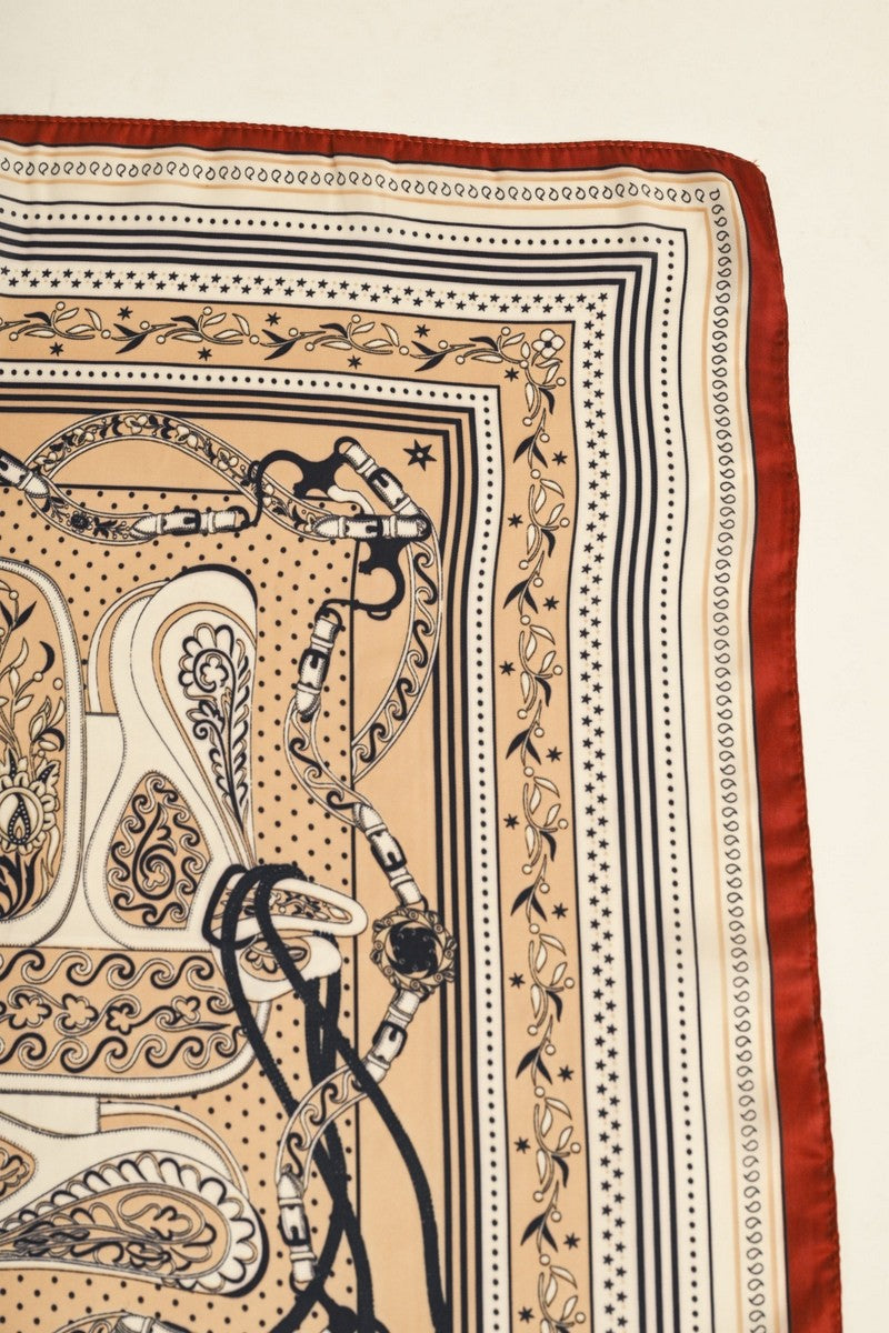 Paisley & Chain Print Silk Scarf