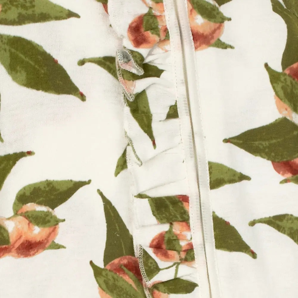 Peaches Organic Cotton Ruffle Zipper Footed Romper