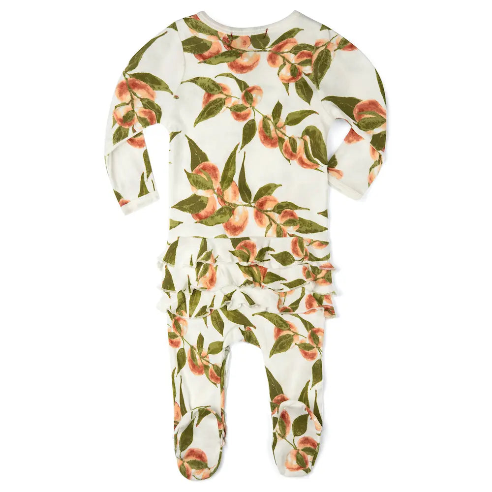 Peaches Organic Cotton Ruffle Zipper Footed Romper