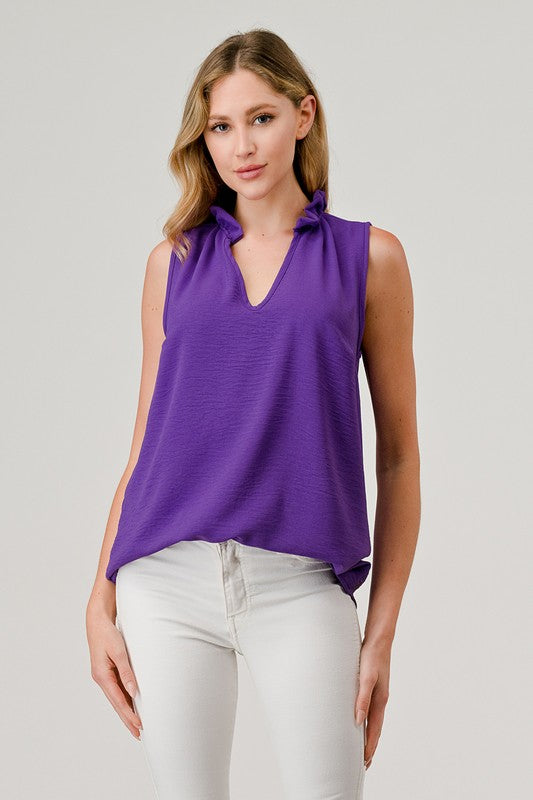 Penny Ruffle V Neck Tank Top