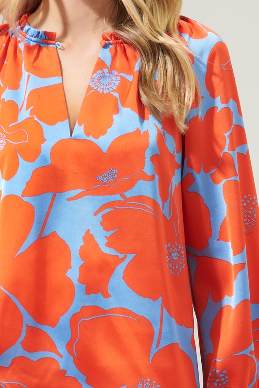 Jovie Split Neck Satin Blouse