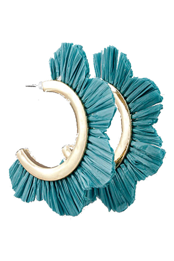Raffia Flower Cut Hoops