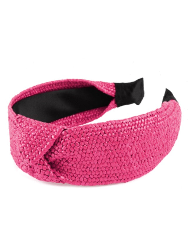 Fuchsia Rattan Woven Knot Headband