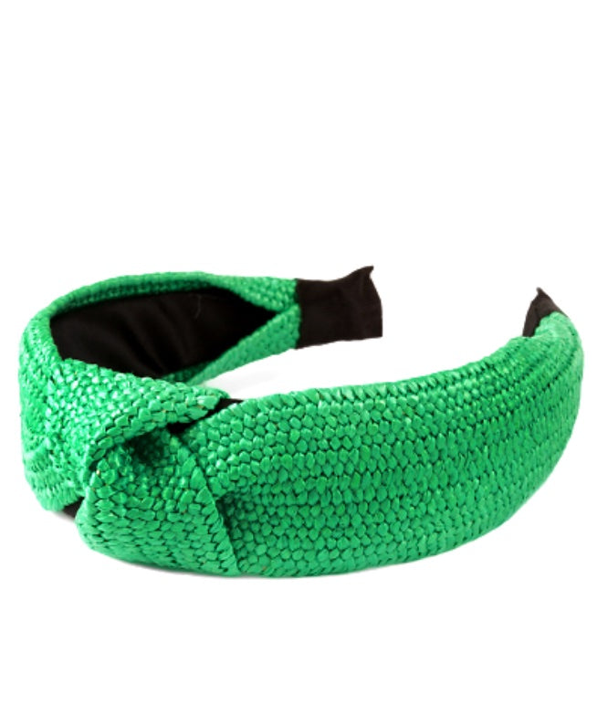 Green Rattan Woven Knot Headband