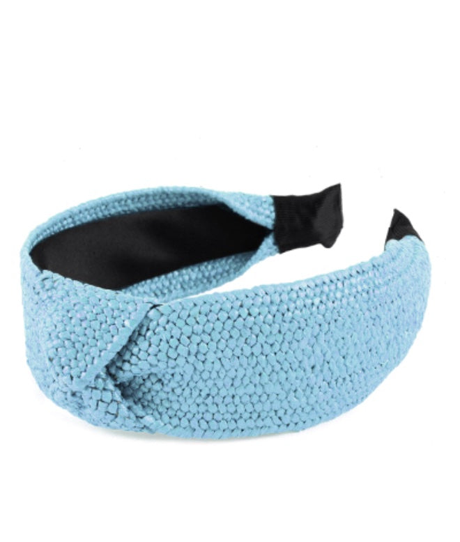 Blue Rattan Woven Knot Headband