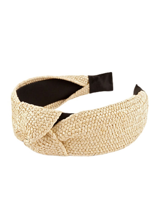 Ivory Rattan Woven Knot Headband