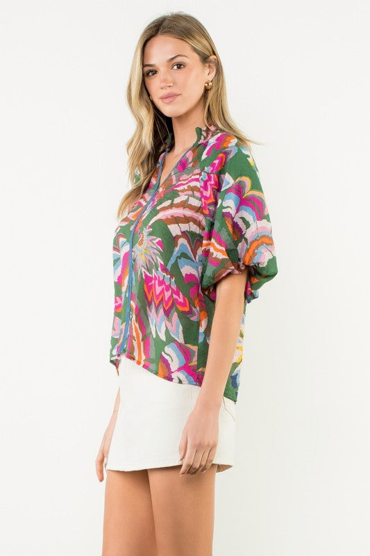 Ravishing Print V-neck Top