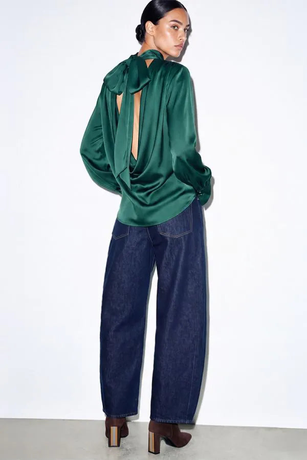 Satin Top With Draped Back