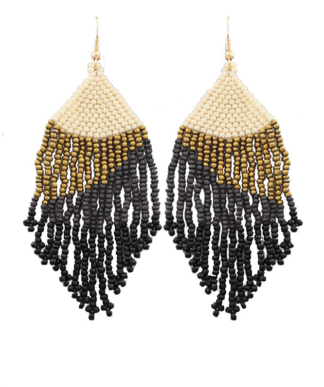 Seed Bead Fringe Earrings