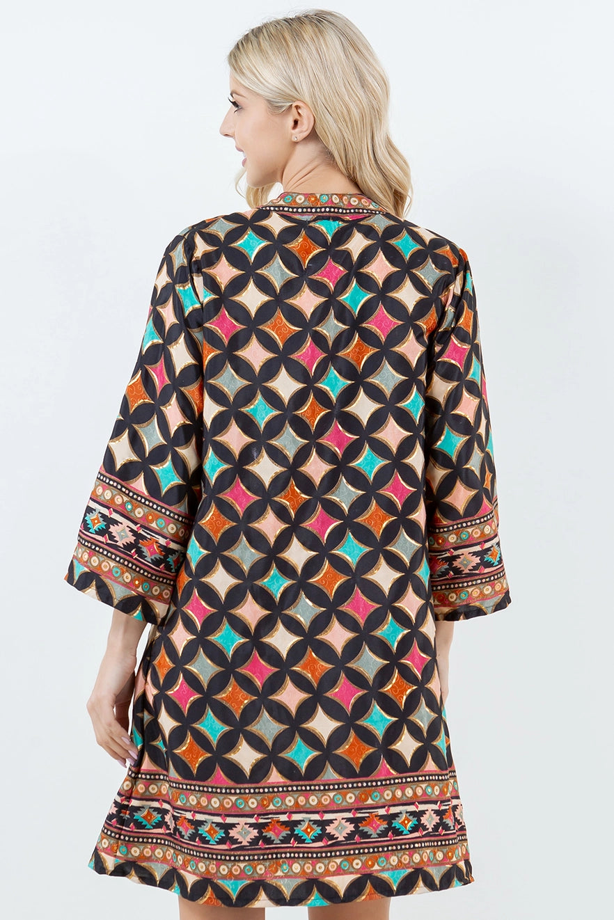 Black Shift Dress with Gold Detail