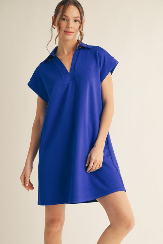 Solid Collared Pockets Dress