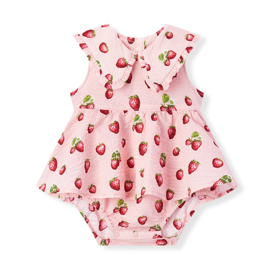 Strawberry Ruffle Collar One Piece Dress