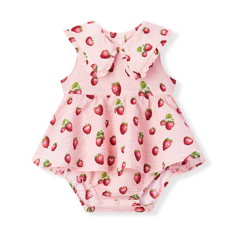 Strawberry Ruffle Collar One Piece Dress