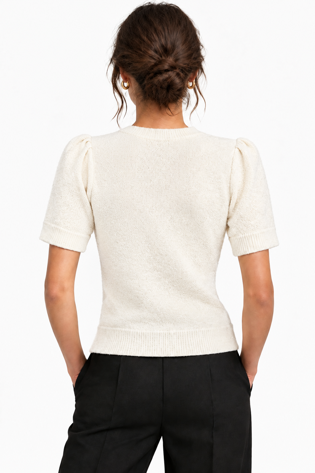 THML Cream Tie Neck Sweater