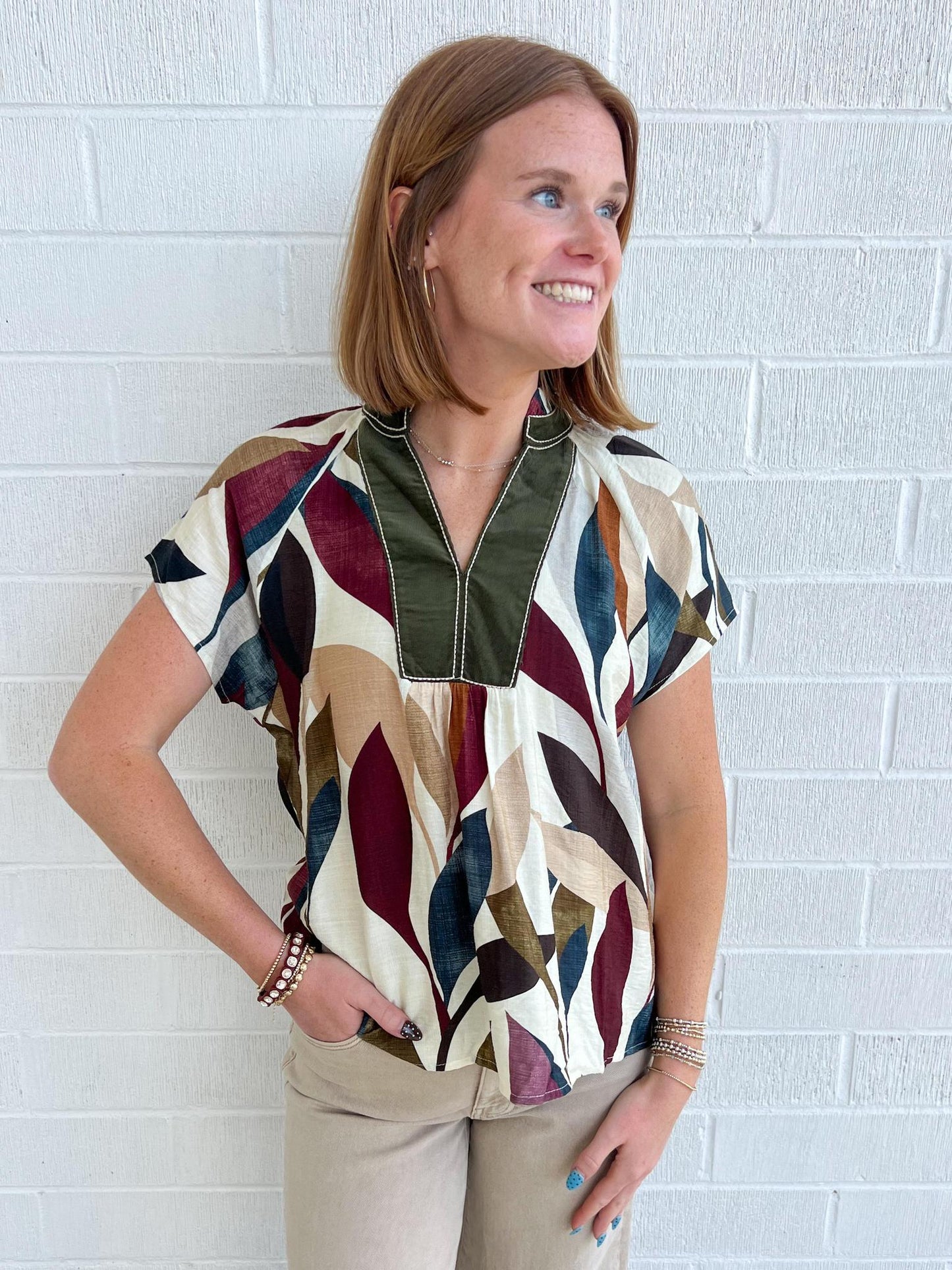 THML Leafy Print Top