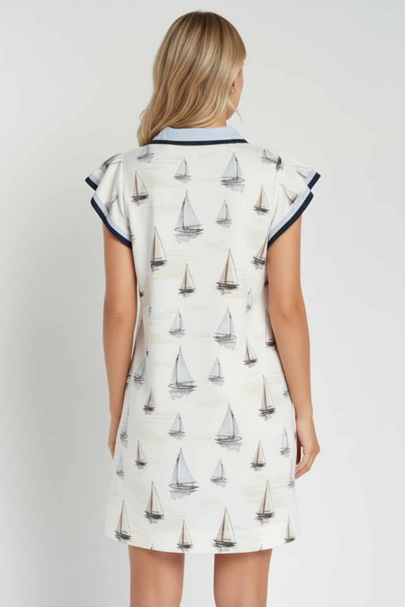 THML Sailboat Flutter Sleeve Dress