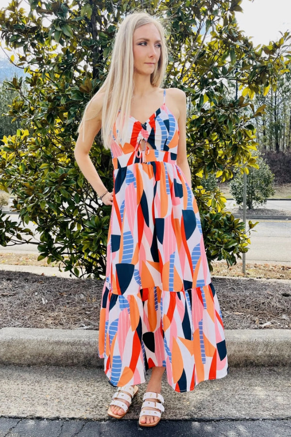 Abstract Print Maxi Dress