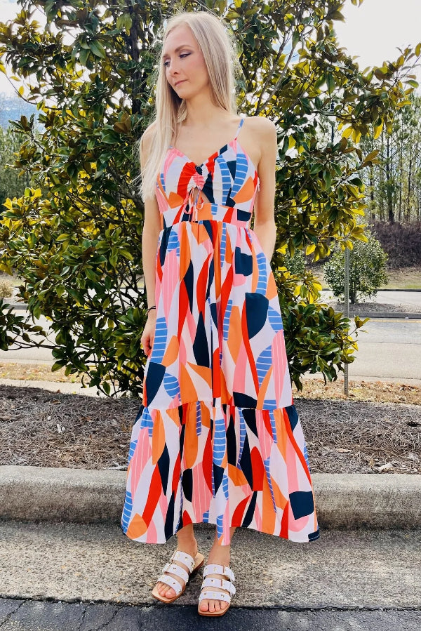 Abstract Print Maxi Dress