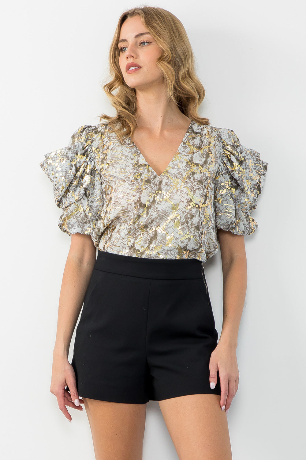 Metallic Snake Print Top