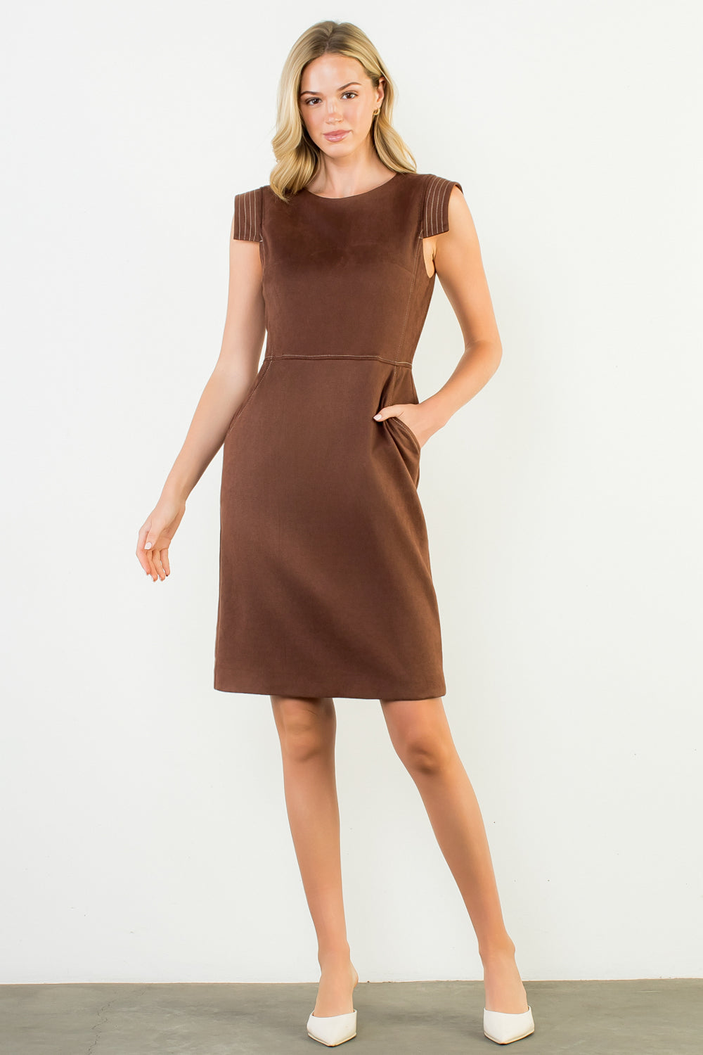 THML CAP SLEEVE SUEDE MIDI DRESS Small THML CAP SLEEVE SUEDE MIDI DRESS Small