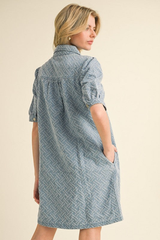 Textured Knit Denim Dress