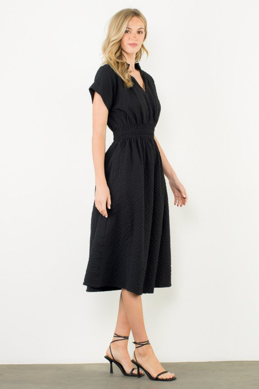 THML Textured Smocked Waist Dress