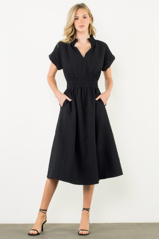 THML Textured Smocked Waist Dress