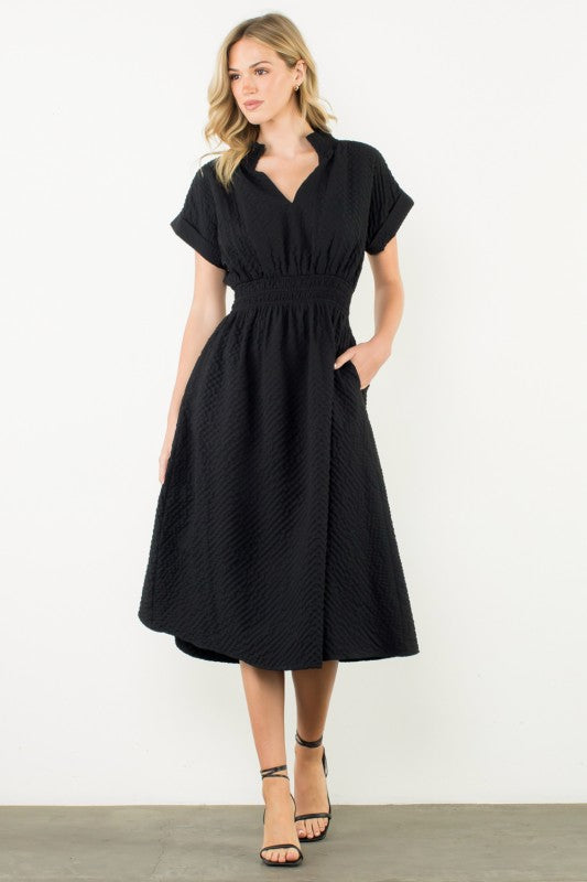 THML Textured Smocked Waist Dress