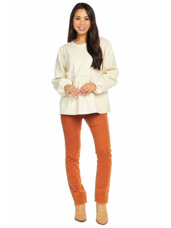 Cream Lovie Faux Leather Top