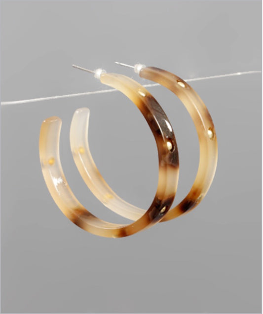 Tortoise Hoops With Gold Dot Accent