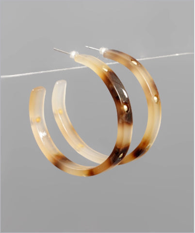 Tortoise Hoops With Gold Dot Accent