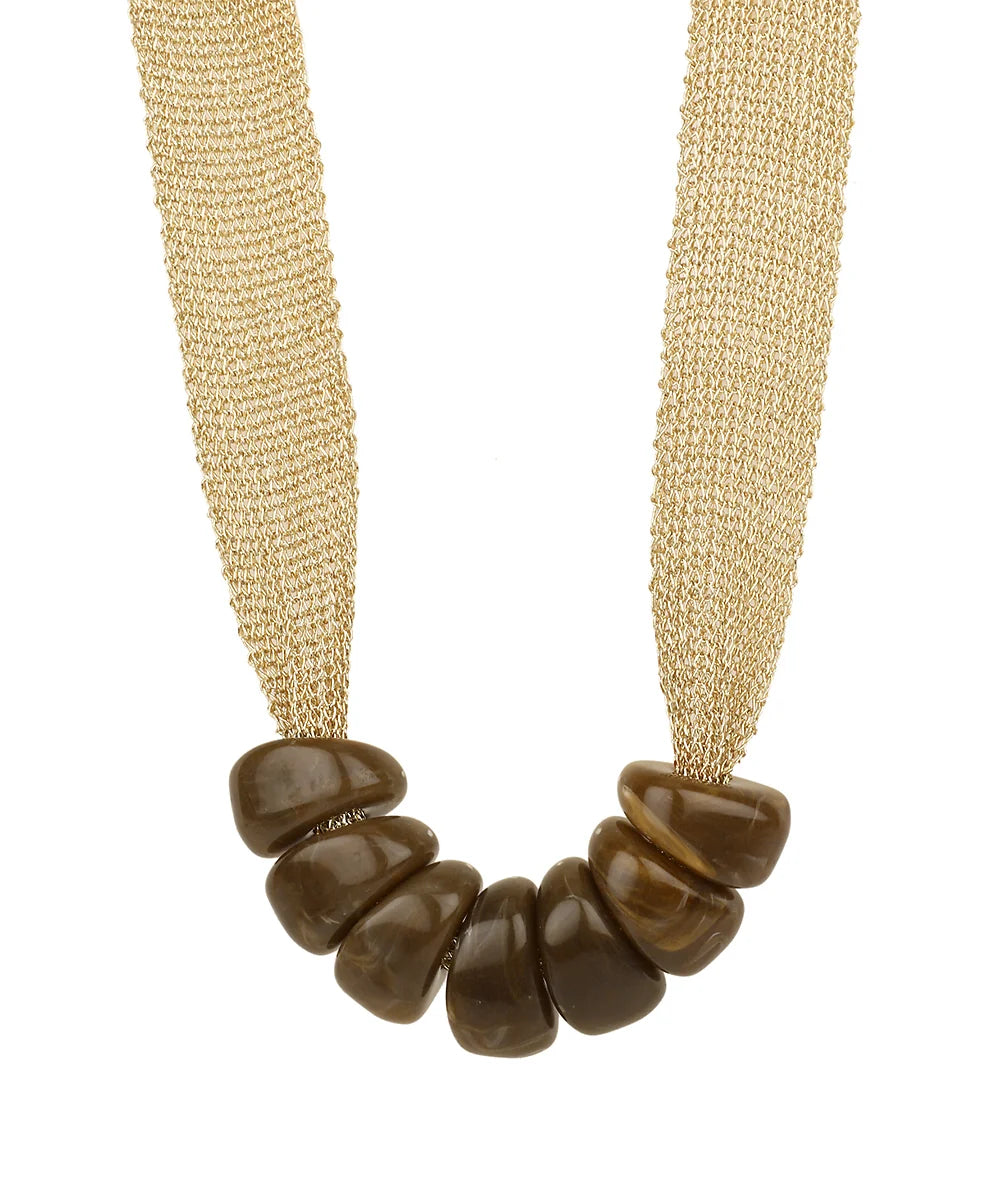 Trapezoid Bead Mesh Fabric Necklace